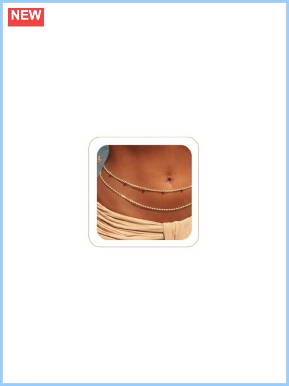 14K Gold Plated Layered Waist Chain Belly Body Jewelry for Women Adjustable